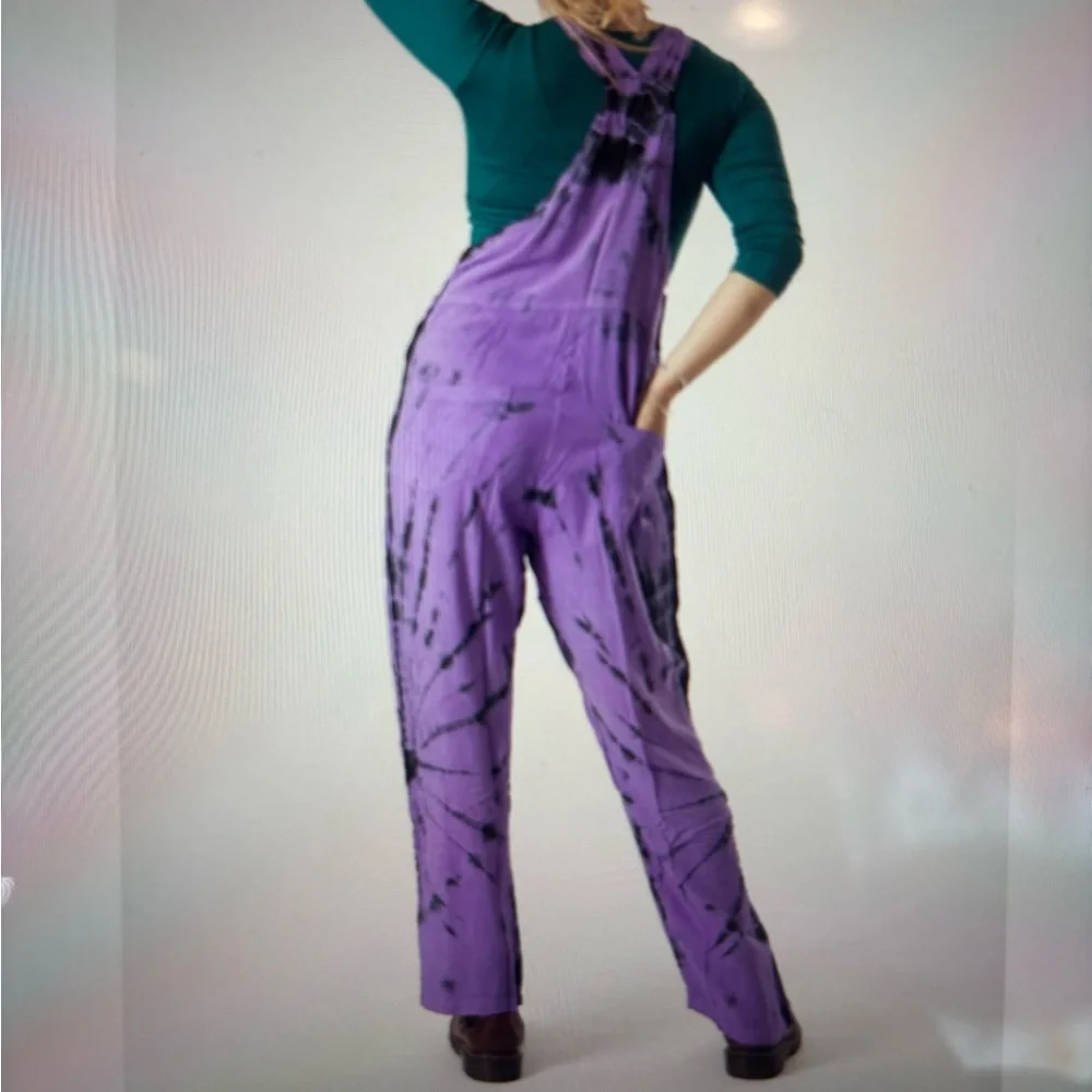 Purple Tie-Dye Relaxed Jumpsuit SHORT - Picture 2 of 8